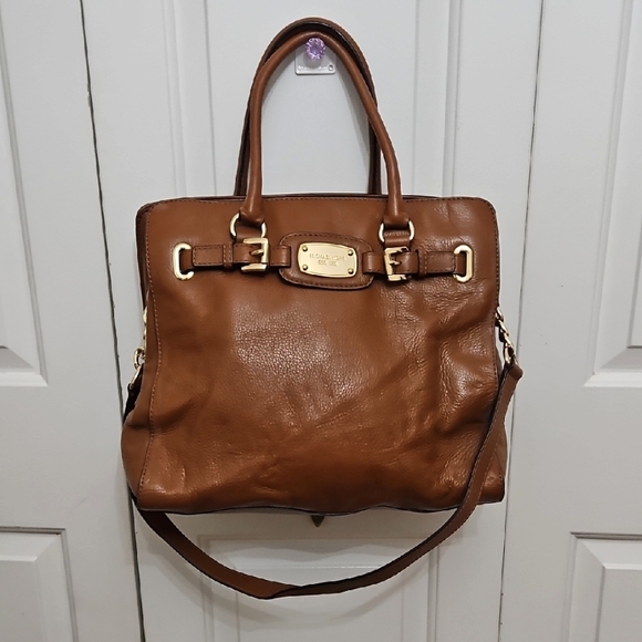 Michael Kors Leather Hamilton Satchel Tote Shoulder Bag - Picture 4 of 13